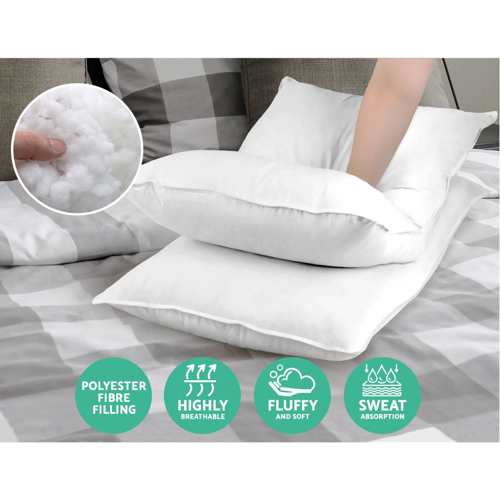 Giselle Bedding King Size 4 Pack Bed Pillow Medium*2 Firm*2 Microfibre Fiiling freeshipping - Awezingly