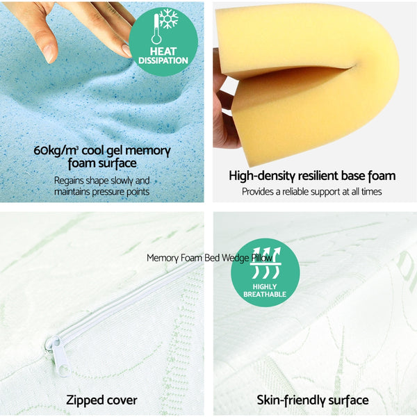 Giselle Bedding 2X Memory Foam Wedge Pillow Neck Back Support with Cover Waterproof Bamboo freeshipping - Awezingly