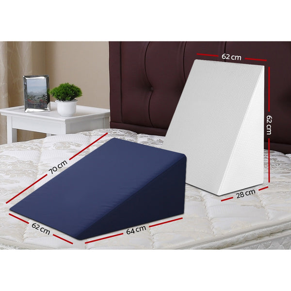 Giselle Bedding 2X Memory Foam Wedge Pillow Neck Back Support with Cover Waterproof White Blue freeshipping - Awezingly