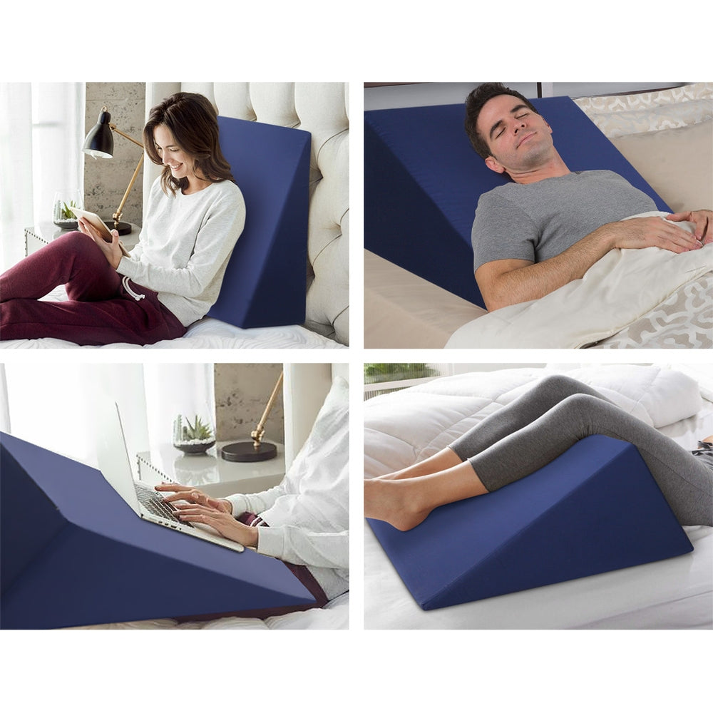 Giselle Bedding 2X Memory Foam Wedge Pillow Neck Back Support with Cover Waterproof White Blue freeshipping - Awezingly