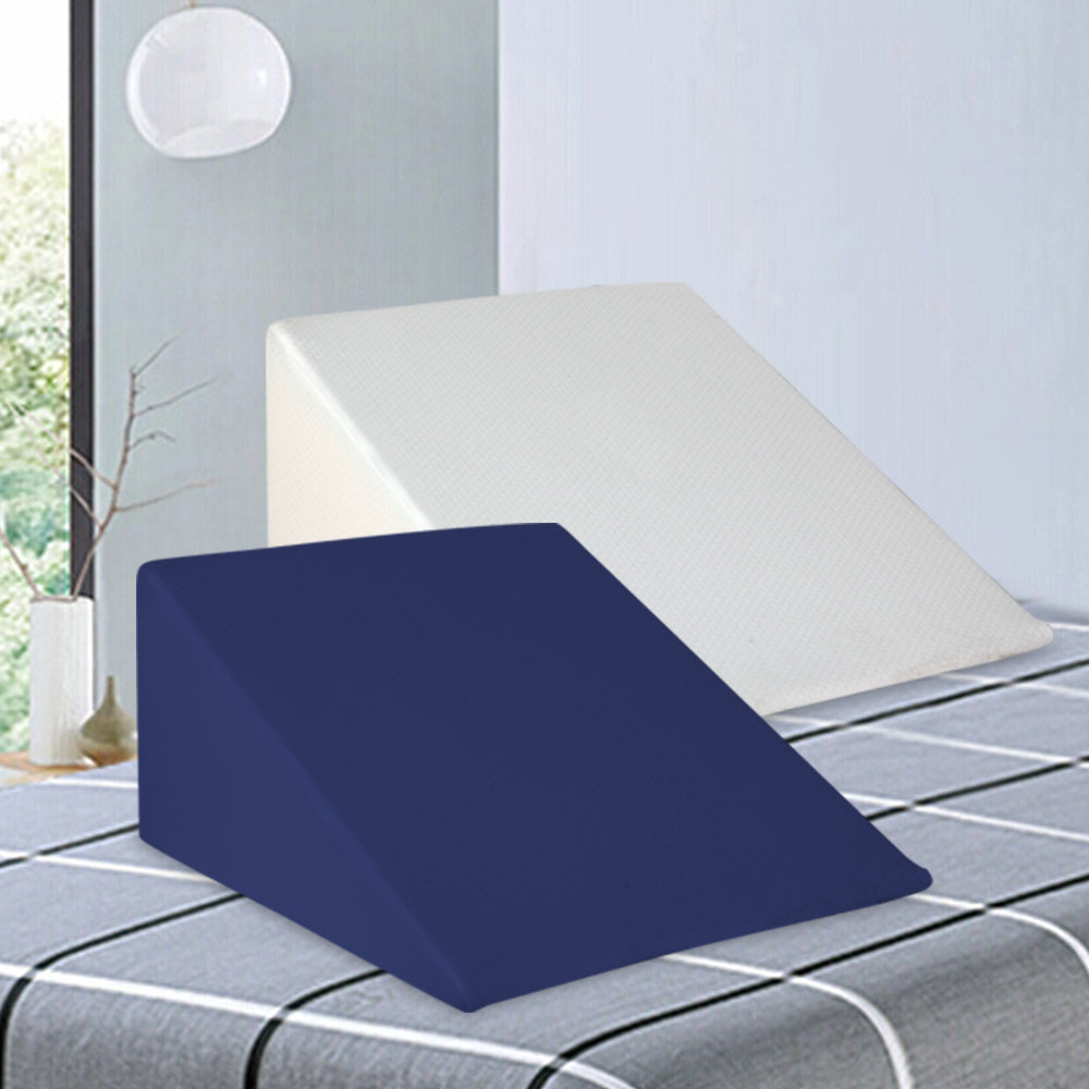 Giselle Bedding 2X Memory Foam Wedge Pillow Neck Back Support with Cover Waterproof White Blue freeshipping - Awezingly