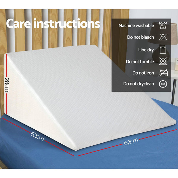 Giselle Bedding 2X Memory Foam Wedge Pillow Neck Back Support with Cover Waterproof Beige Giselle Bedding