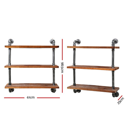 Artiss Industrial Shelves DIY Pipe Shelf Display Wall Floating Bookshelf Vintage 3 Tiers