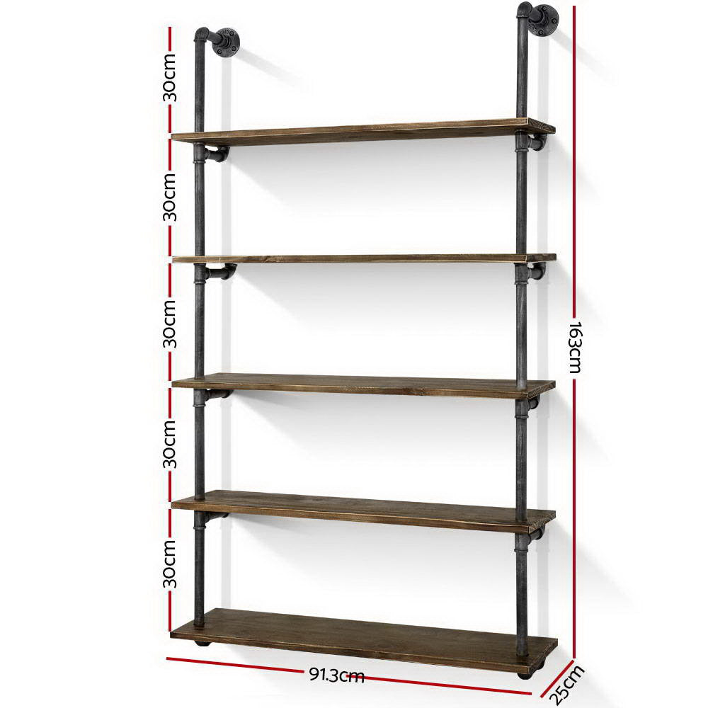 Artiss Rustic Industrial Pipe Shelf Floating Storage Wall Mount freeshipping - Awezingly