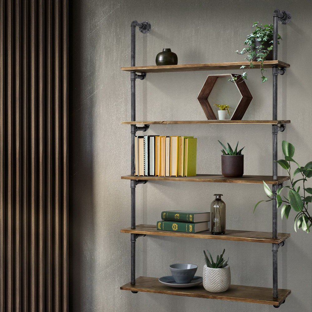 Artiss Rustic Industrial Pipe Shelf Floating Storage Wall Mount freeshipping - Awezingly