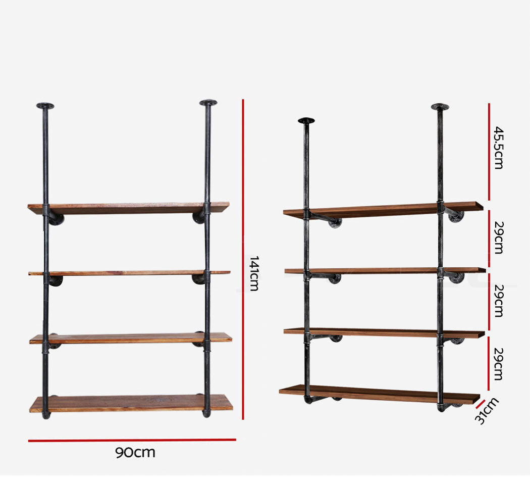 Artiss Industrial DIY Pipe Shelf Rustic Floating Wall Display Shelves Brackets Artiss