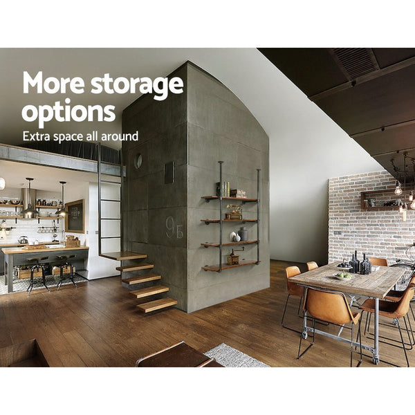 Artiss Industrial DIY Pipe Shelf Rustic Floating Wall Display Shelves Brackets Artiss