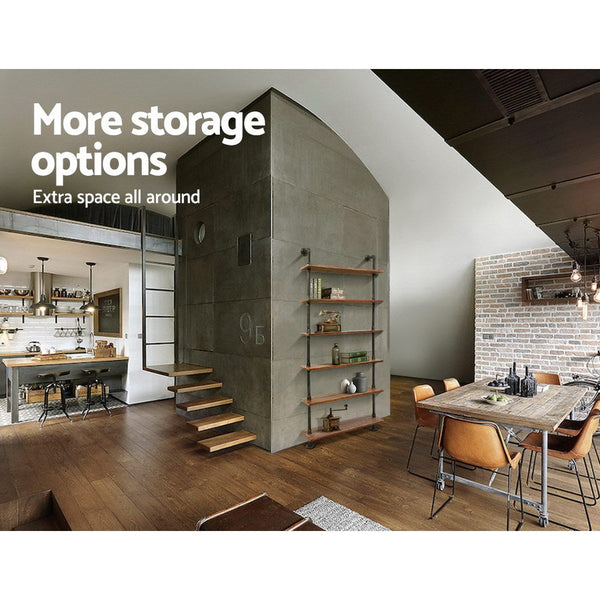 Artiss Rustic Vintage DIY Pipe Shelf Shelves Brackets Wall Display Bookshelf Artiss