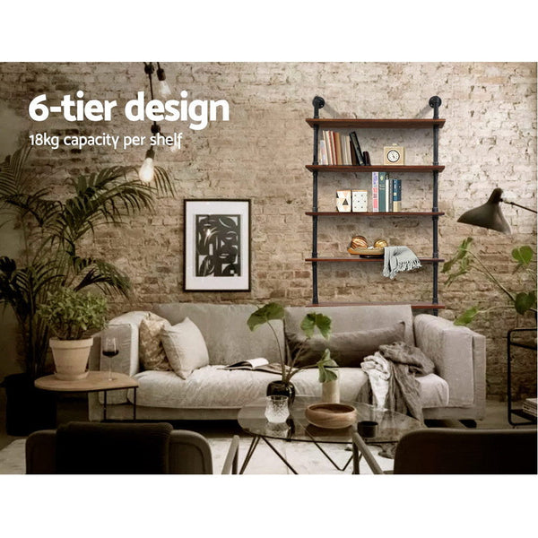 Artiss Rustic Vintage DIY Pipe Shelf Shelves Brackets Wall Display Bookshelf Artiss