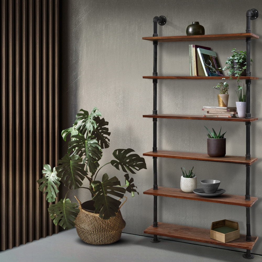 Artiss Rustic Vintage DIY Pipe Shelf Shelves Brackets Wall Display Bookshelf Artiss