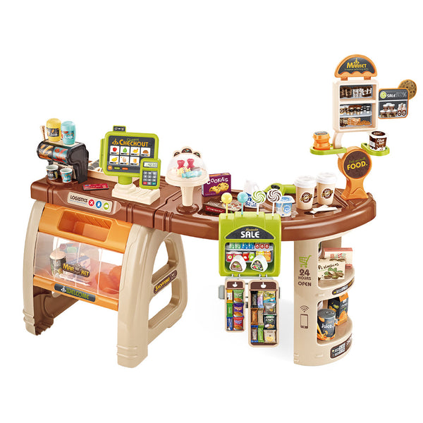 Keezi Kids Supermarket Pretend Role Play Shop Grocery 52 Accessories Toy Set Keezi