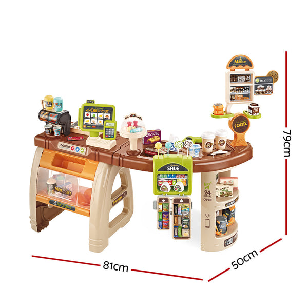 Keezi Kids Supermarket Pretend Role Play Shop Grocery 52 Accessories Toy Set Keezi