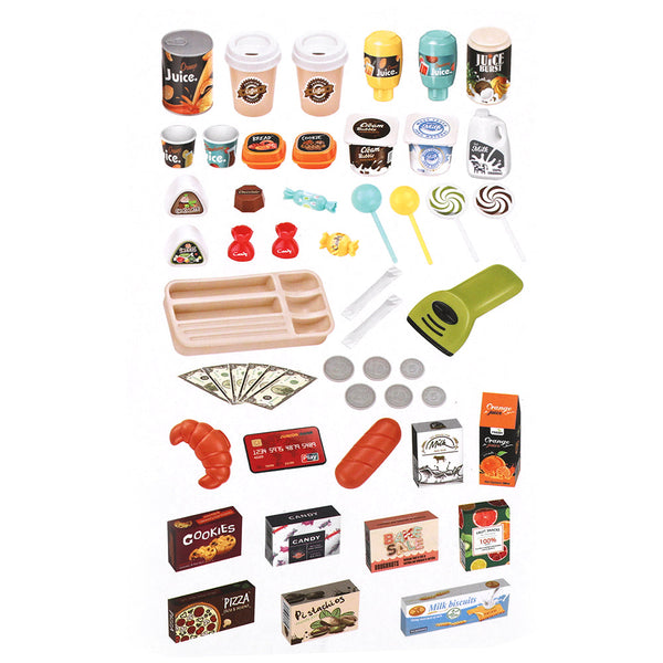 Keezi Kids Supermarket Pretend Role Play Shop Grocery 52 Accessories Toy Set Keezi