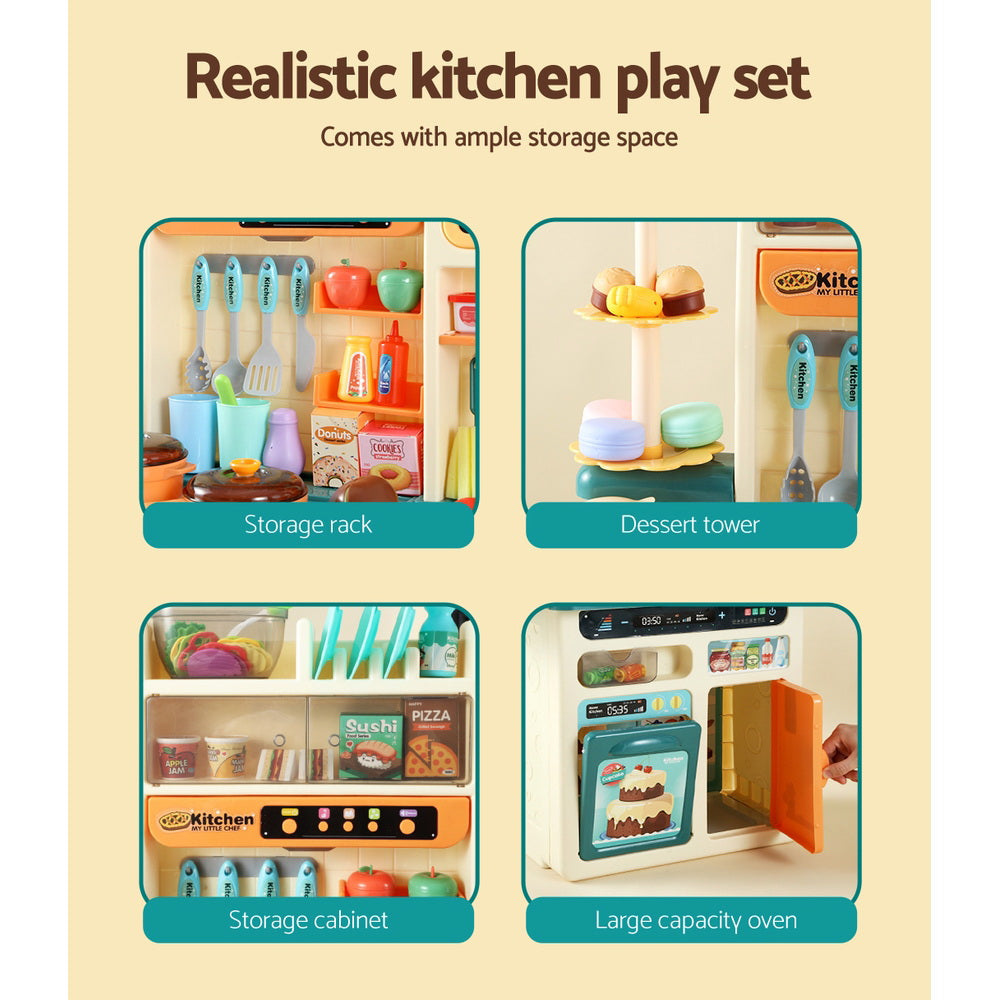Keezi Kids Kitchen Playset Pretend Play Food Sink Cooking Utensils 73pcs Keezi