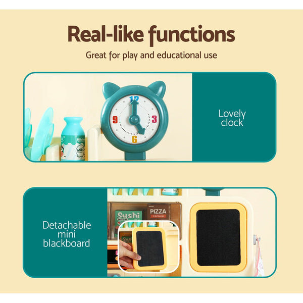 Keezi Kids Kitchen Playset Pretend Play Food Sink Cooking Utensils 73pcs Keezi