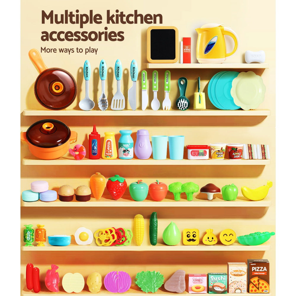 Keezi Kids Kitchen Playset Pretend Play Food Sink Cooking Utensils 73pcs Keezi
