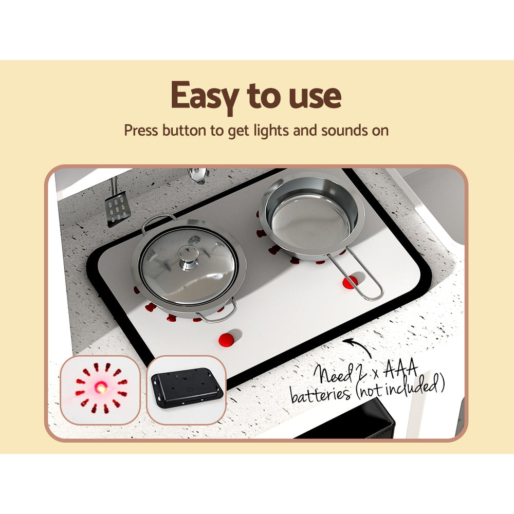Keezi Kids Kitchen Set Pretend Play Wooden Toys Cooking Cookware Childrens Toy Keezi