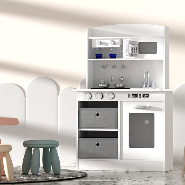 Keezi Kids Kitchen Set Pretend Play Wooden Toys Cooking Cookware Childrens Toy Keezi