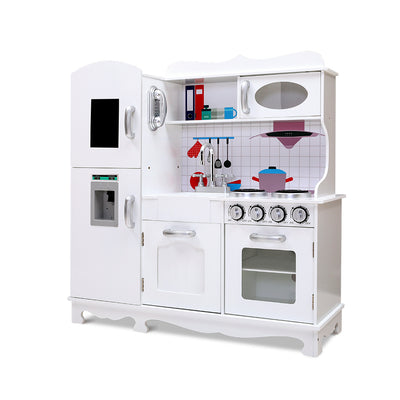 Keezi Kids Kitchen Set Childrens Utensils Wooden White