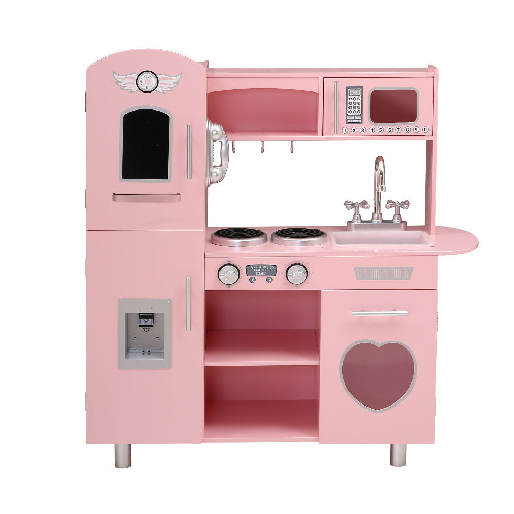 Keezi Kids Wooden Kitchen Pretend Play Sets Food Cooking Toys Children Pink Keezi