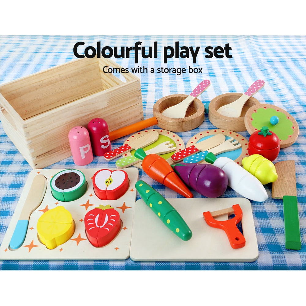 Keezi Kids Wooden Kitchen Pretend Play Sets Food Cooking Toys Children Pink Keezi