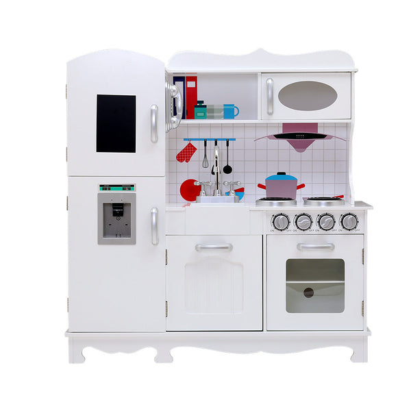 Keezi Kids Wooden Kitchen Set Pretend Play Toys Cooking Food Sets Children White Keezi