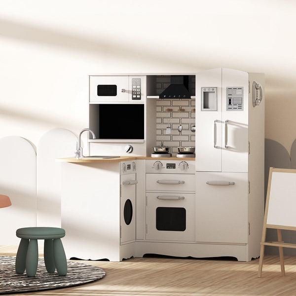 Keezi Kids Kitchen Set Pretend Play Wooden Toys Cooking Cookware Childrens Toy Keezi