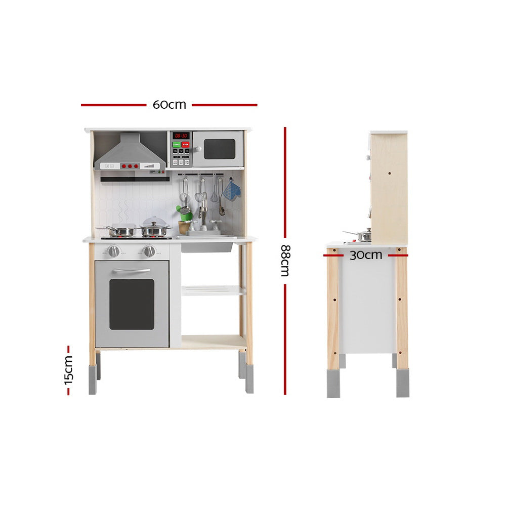 Keezi Kids Kitchen Set Pretend Play Wooden Toys Cooking Cookware Childrens Toy Keezi