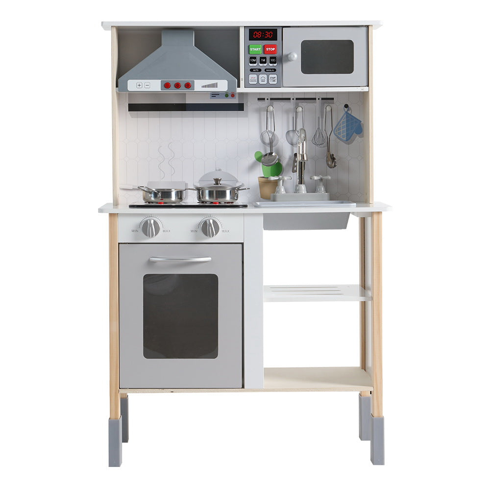 Keezi Kids Kitchen Set Pretend Play Wooden Toys Cooking Cookware Childrens Toy Keezi