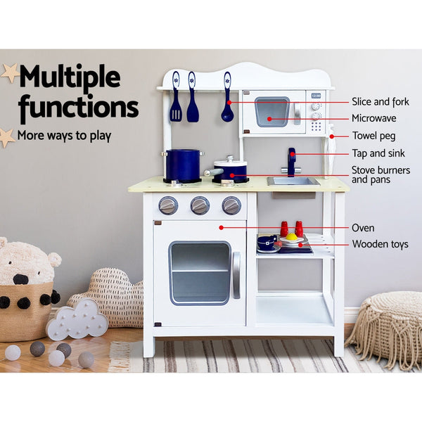 Keezi 18 Piece Kids Kitchen Play Set - White Keezi
