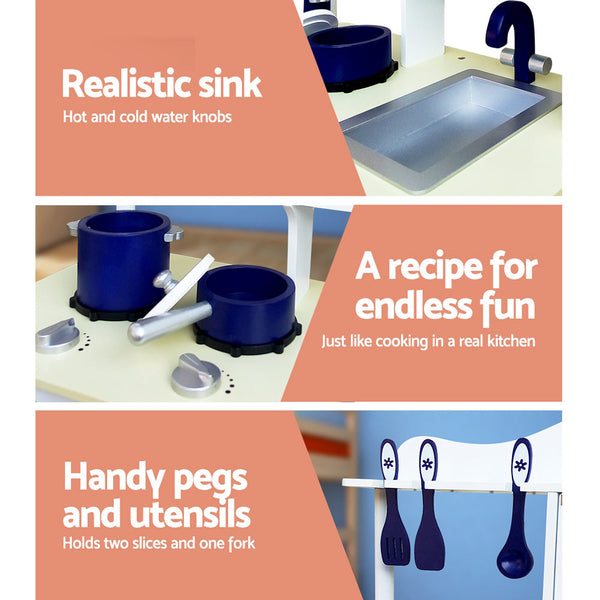 Keezi 18 Piece Kids Kitchen Play Set - White Keezi