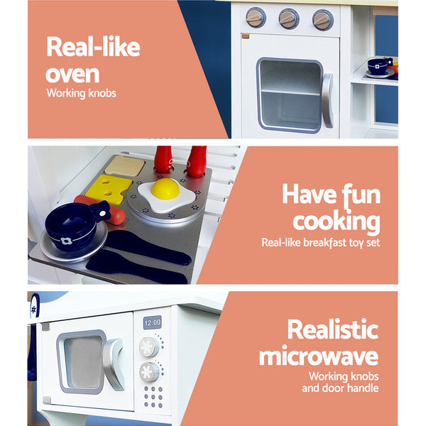 Keezi 18 Piece Kids Kitchen Play Set - White Keezi