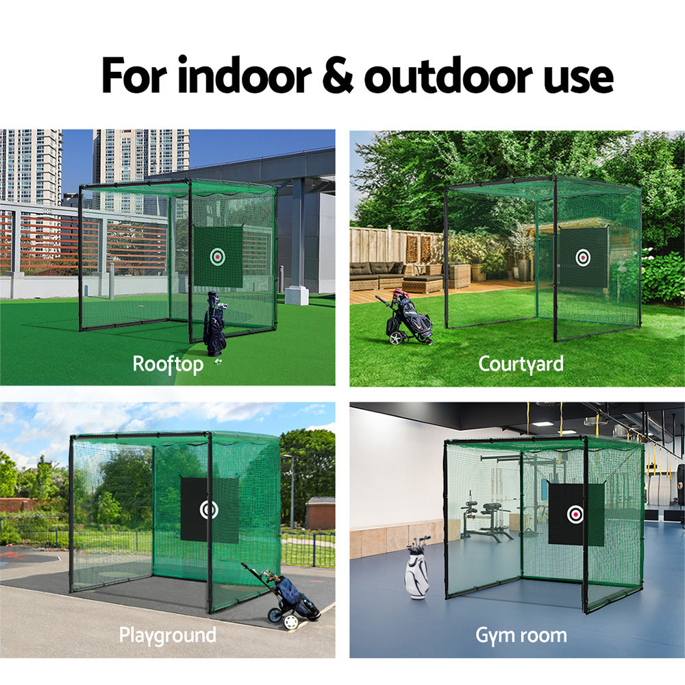 Golf Practice Cage 3M Hitting Net with Steel Frame Football Baseball Training Everfit