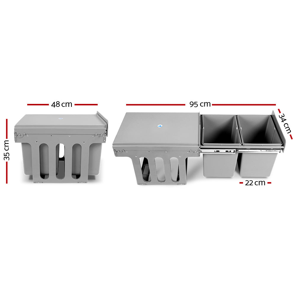 Cefito 2x15L Pull Out Bin - Grey freeshipping - Awezingly