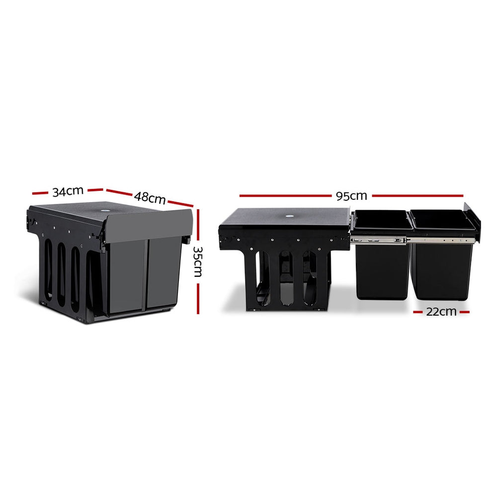 Cefito 2x15L Pull Out Bin - Black freeshipping - Awezingly