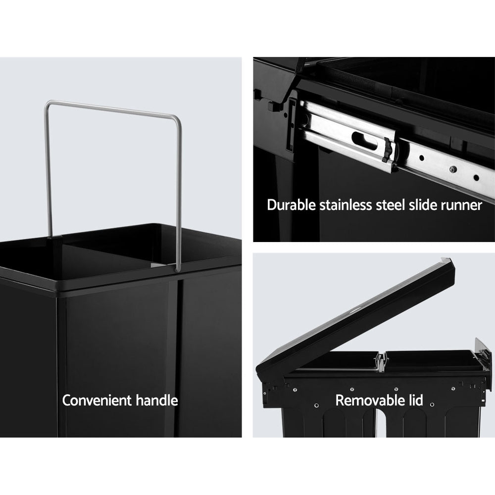Cefito 2x15L Pull Out Bin - Black freeshipping - Awezingly