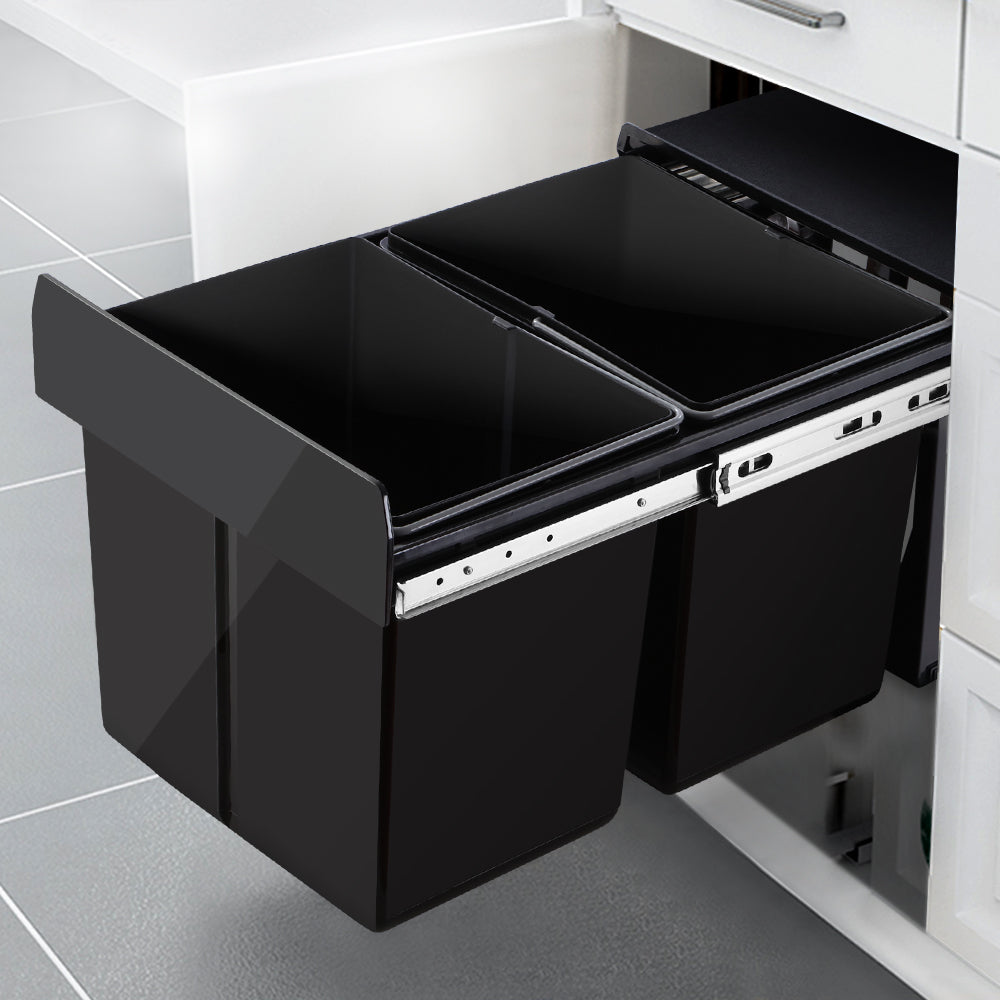 Cefito 2x15L Pull Out Bin - Black freeshipping - Awezingly