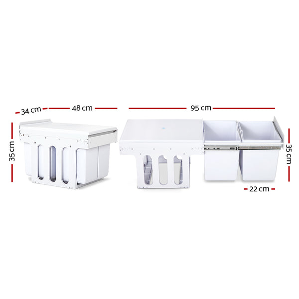 Cefito 2x15L Pull Out Bin - White freeshipping - Awezingly