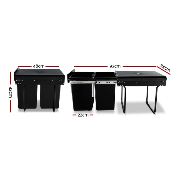 Cefito 2x20L Pull Out Bin - Black freeshipping - Awezingly