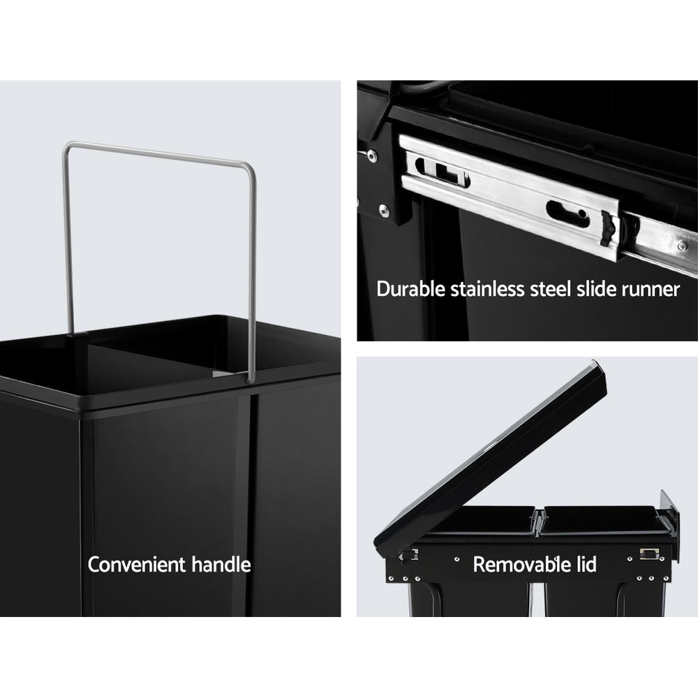 Cefito 2x20L Pull Out Bin - Black freeshipping - Awezingly
