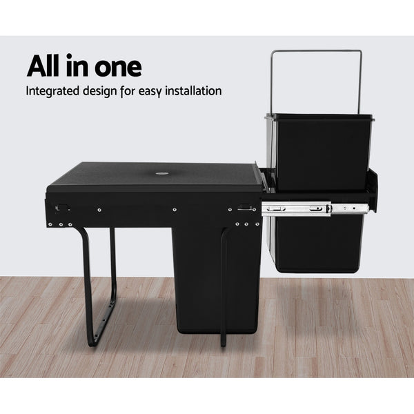 Cefito 2x20L Pull Out Bin - Black freeshipping - Awezingly