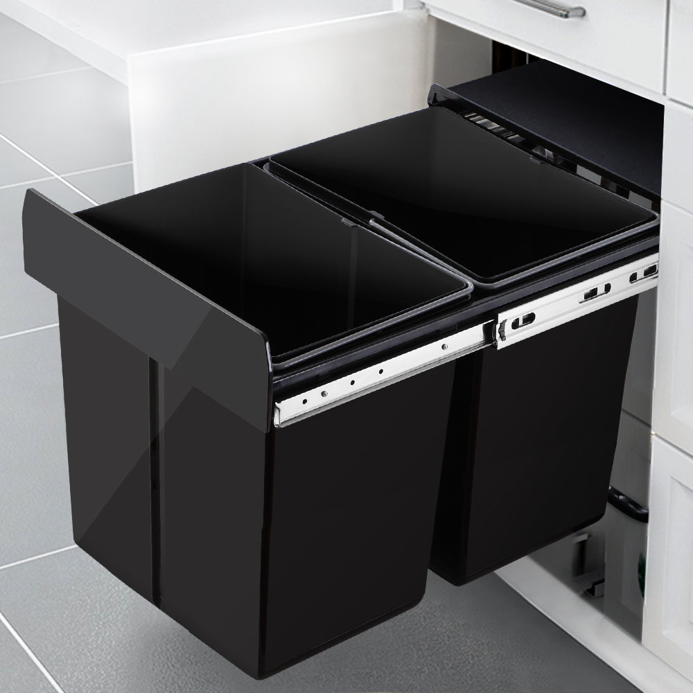 Cefito 2x20L Pull Out Bin - Black freeshipping - Awezingly