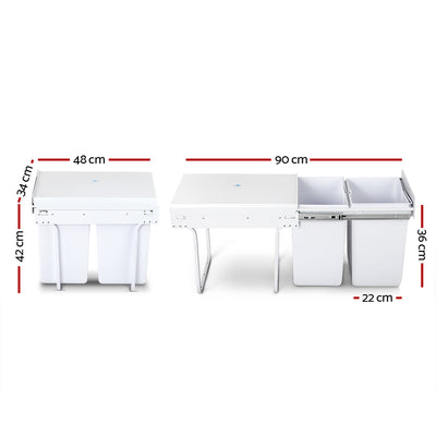 Cefito 2x20L Pull Out Bin - White