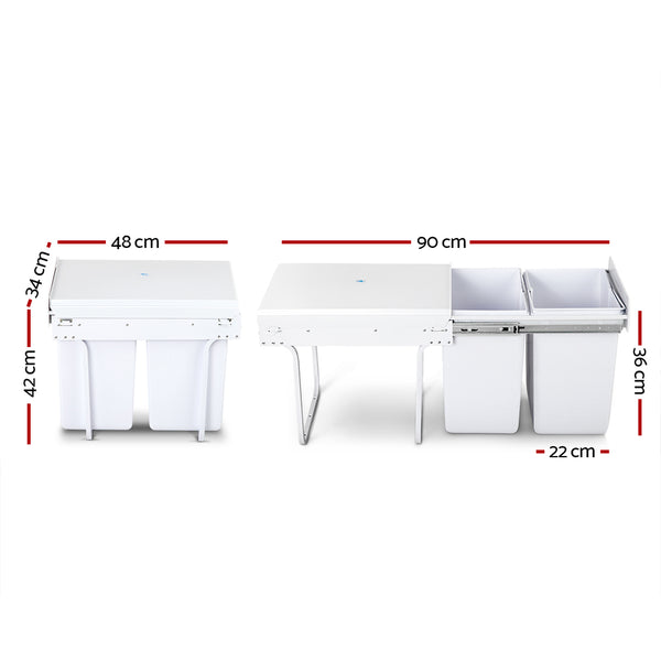 Cefito 2x20L Pull Out Bin - White freeshipping - Awezingly