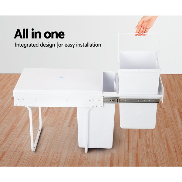 Cefito 2x20L Pull Out Bin - White freeshipping - Awezingly