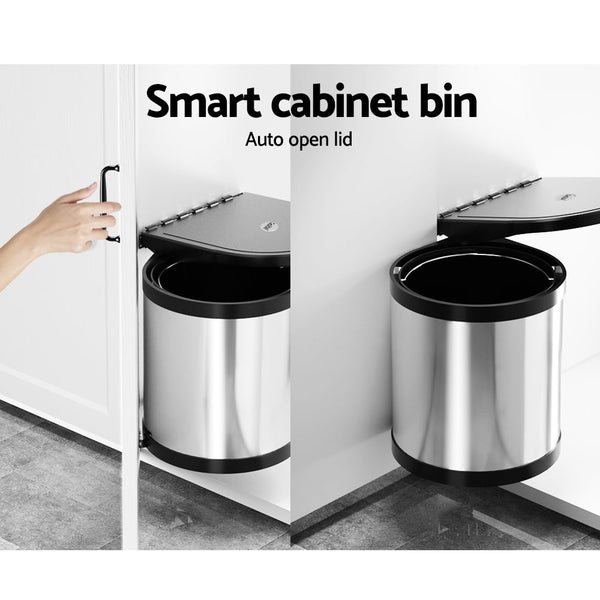 Cefito Kitchen Swing Out Pull Out Bin Stainless Steel Garbage Rubbish Can 12L Cefito