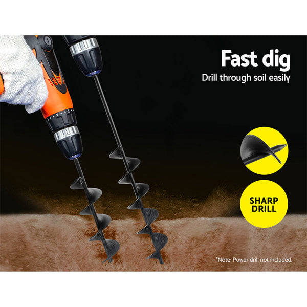 Giantz Power Garden Spiral Auger Hole Digger Earth Drill Bit 75x300 & 600mm Giantz