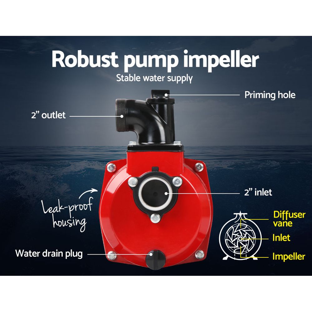 Giantz 2inch High Flow Water Pump - Black & Red Giantz