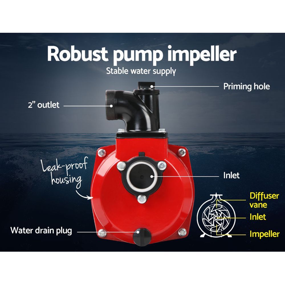 Giantz 2inch High Flow Water Pump - Black & Red Giantz