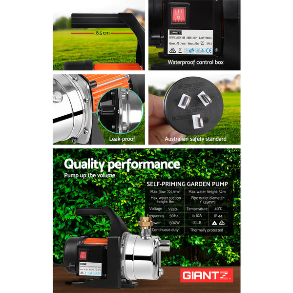 Giantz 1500W Garden High Pressure Water Pump Giantz